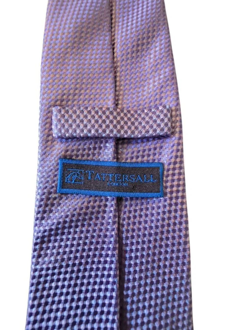 Tattersall London 100% Silk Tie Lavender Purple Geometric Woven Handmade